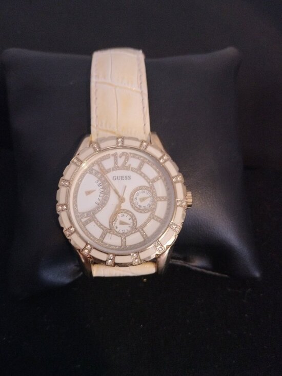 Ladies Guess Swarovski Crystal Chronograph Leather Watch Sport main image 5